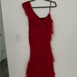 Elegant Red One-Shoulder Dress